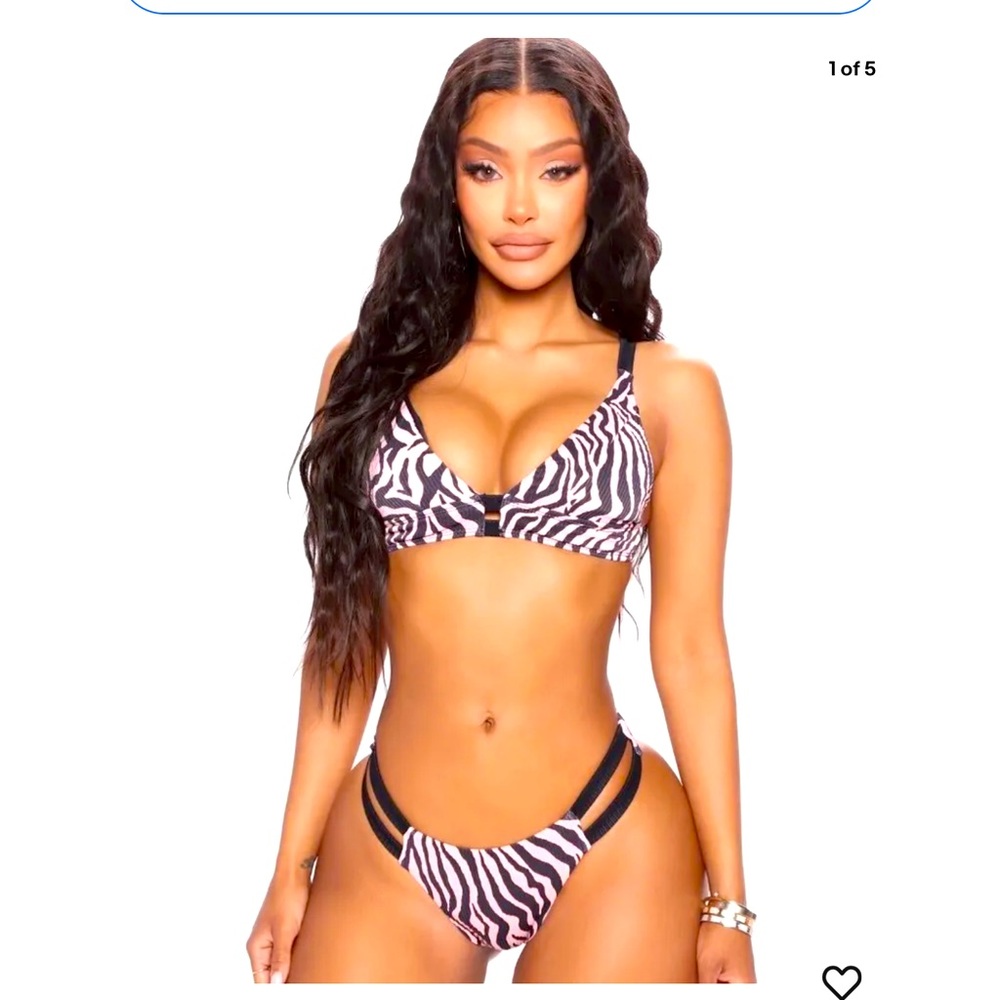 Fashion nova best vacation fling 2 piece bikini black combo size large nwt